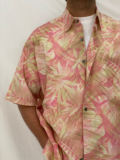 Vintage Tori Richard Pink Tropical Men’s Cotton Hawaiian Shirt – L