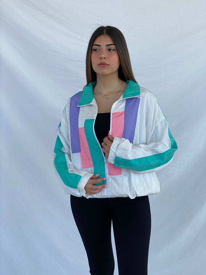 Vintage 80s/90s BOLD SPIRIT Pastel Windbreaker Jacket Size XL - Balagan Vintage Windbreaker Jacket 80s, 90s, Juana, NEW IN, vintage windbreaker, windbreaker, windbreaker jacket