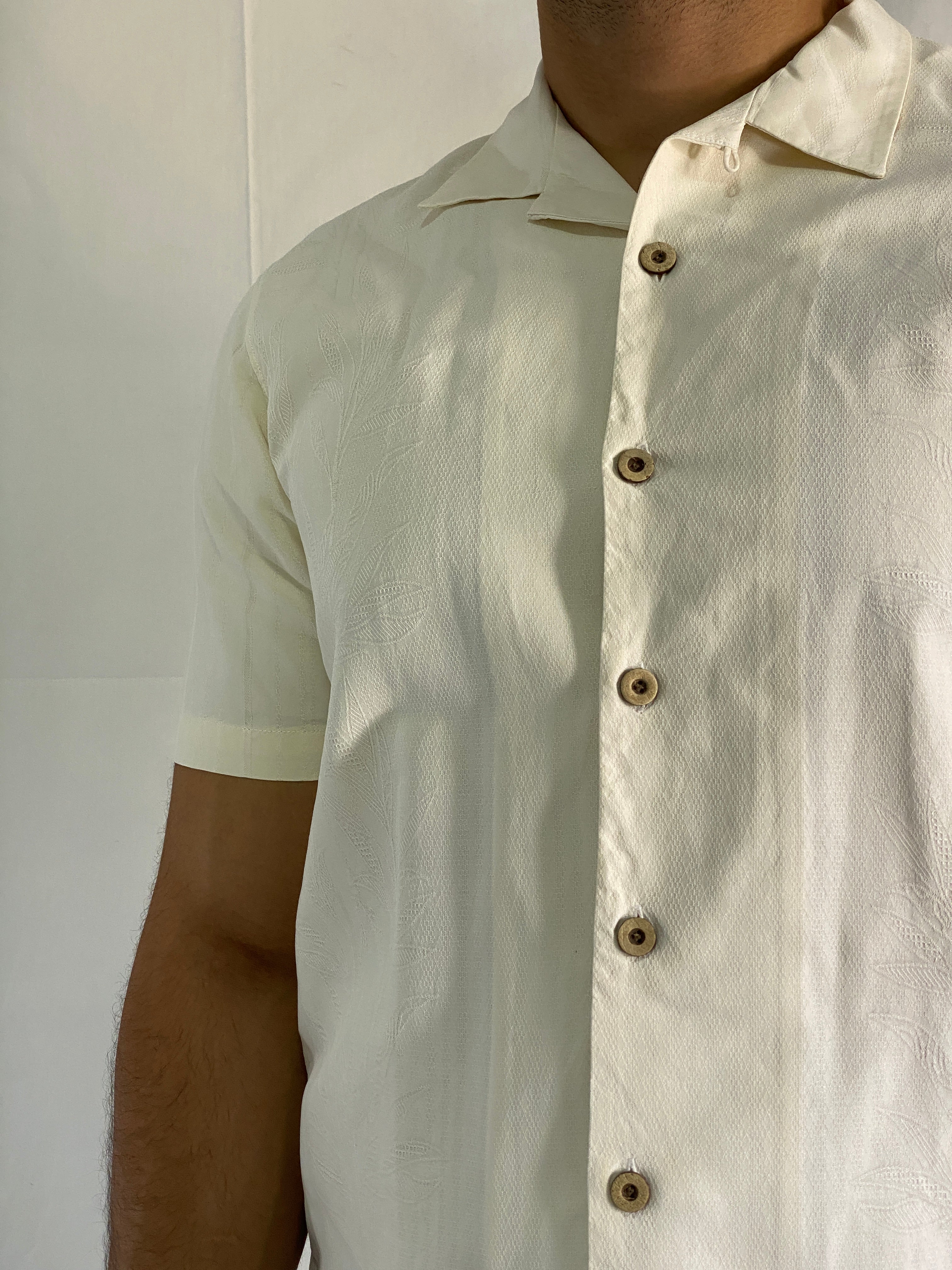 Vintage Jamaica Jaxx Authentic Island Style Men’s Off White Silk Shirt - L