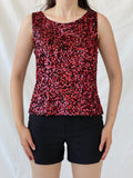 Vintage Vera Mont France Sequin Red Evening Top Sleeveless Party Tank Top - L