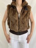 Y2K Mystical Charms Faux Fur Brown Sleeveless Zip Up Vest - M
