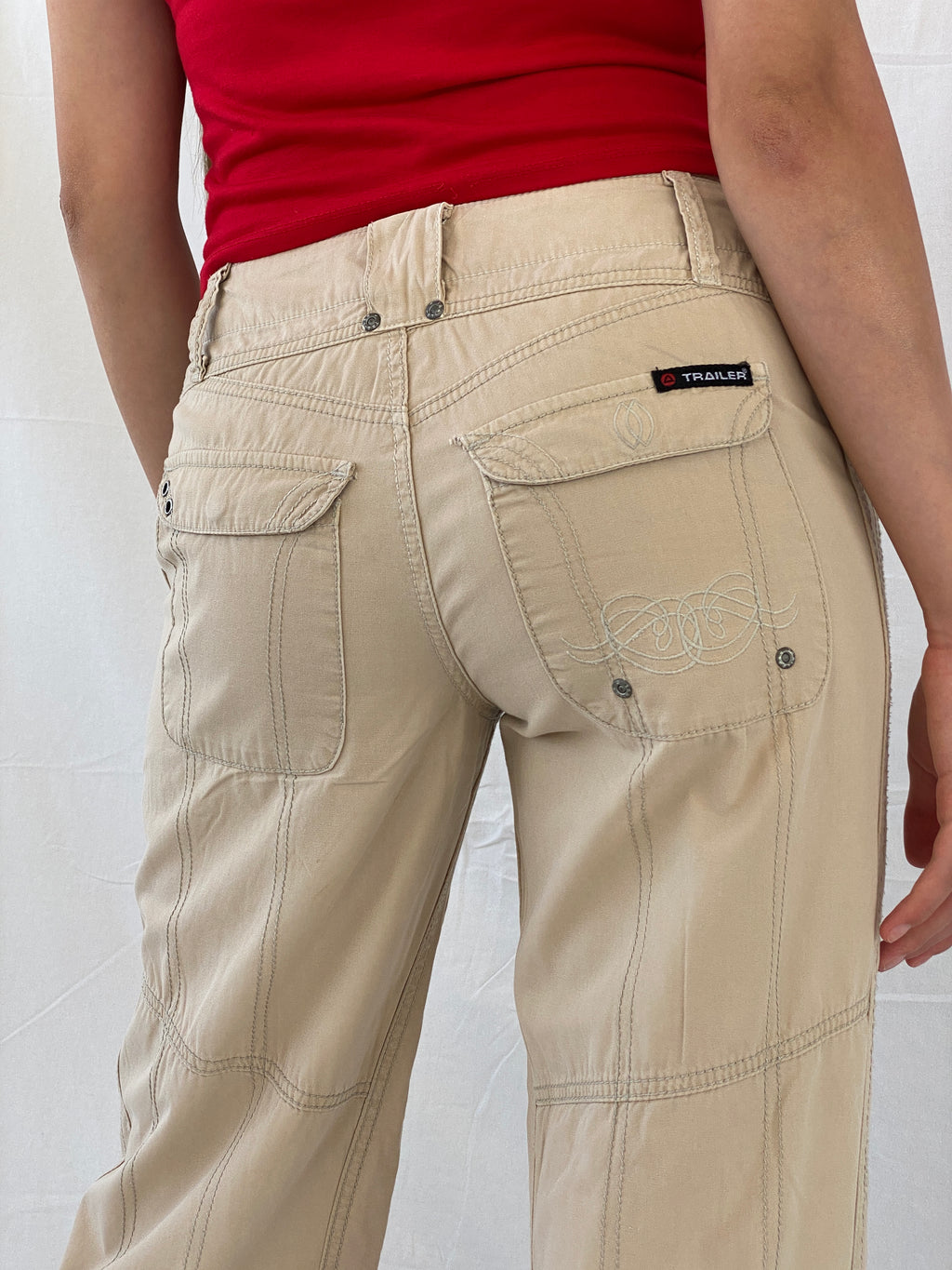 Y2K Trailer Jeans Beige Baggy Street Style Cargo Pants