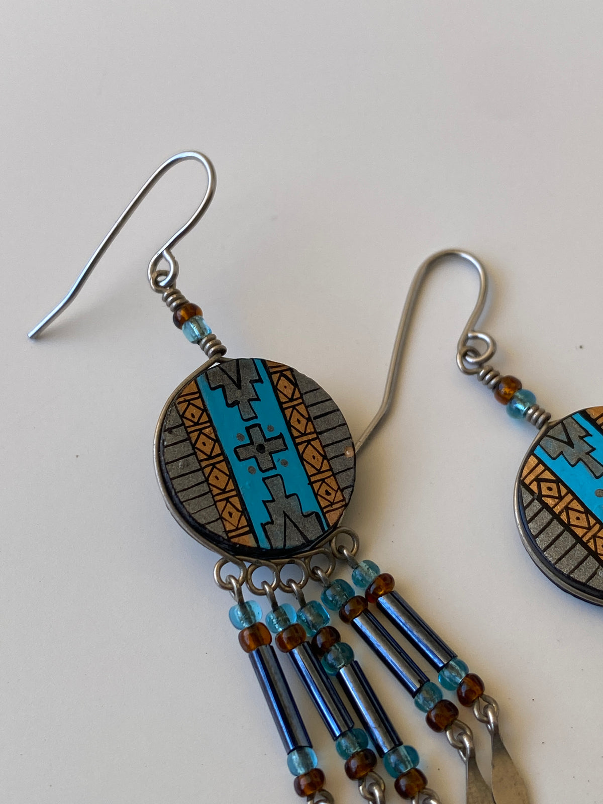 Vintage Southwestern Inspired Beaded Dangle Fringe Earrings Vintage Southwestern Inspired Beaded Dangle Fringe Earrings