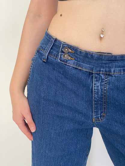 Vintage Faded Glory Blue Stretch Denim Low Rise Wide Leg Jeans – 40 EU