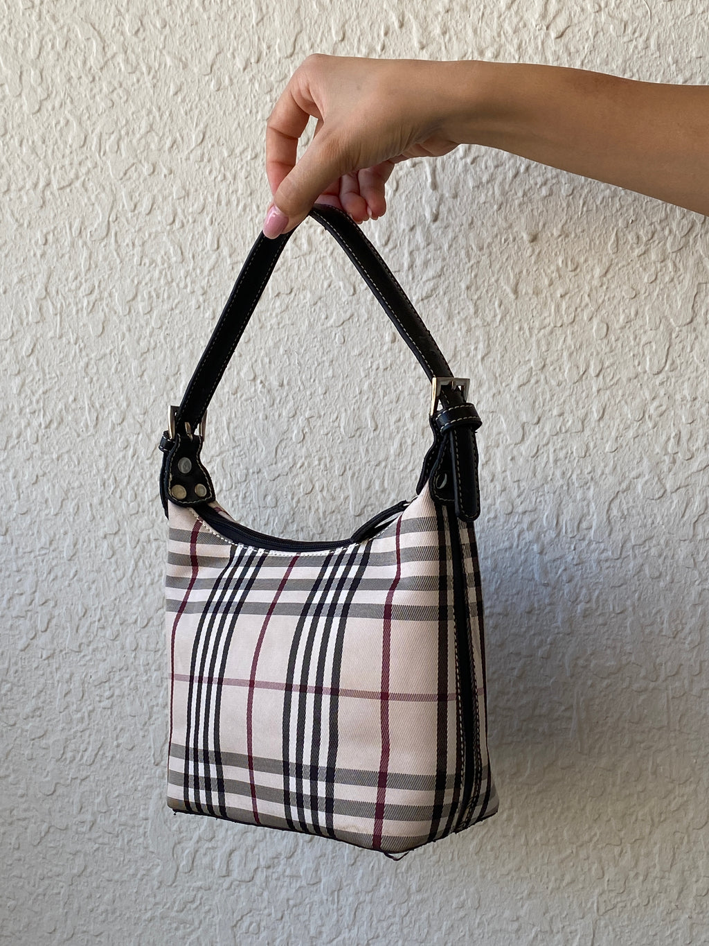 Y2K Burberry Print Inspired Canvas Shoulder Bag