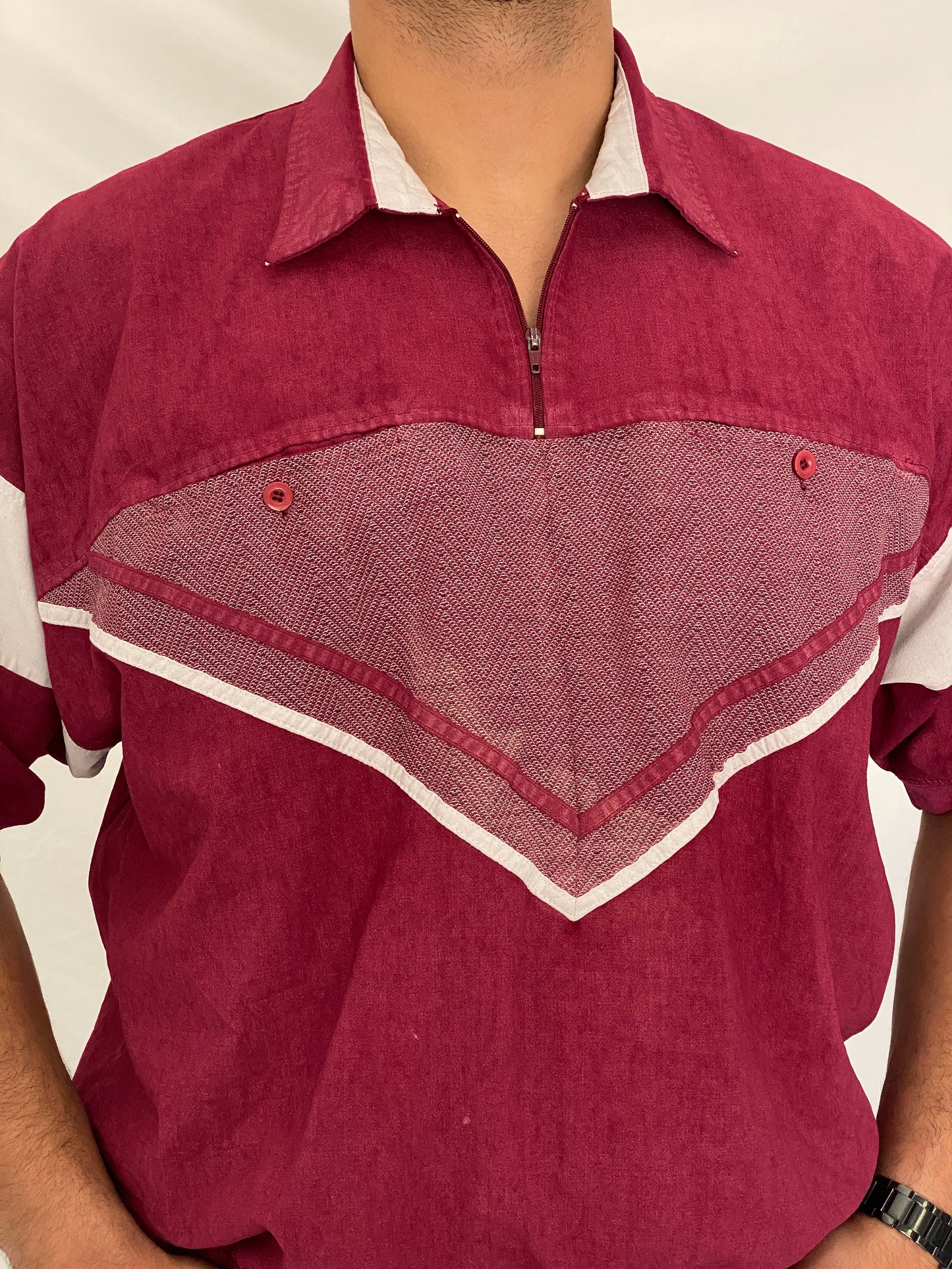Vintage Alexxus Exclusive Burgundy Quarter Zip Polo Top Knit – L