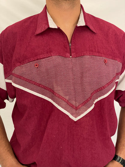 Vintage Alexxus Exclusive Burgundy Quarter Zip Polo Top Knit – L