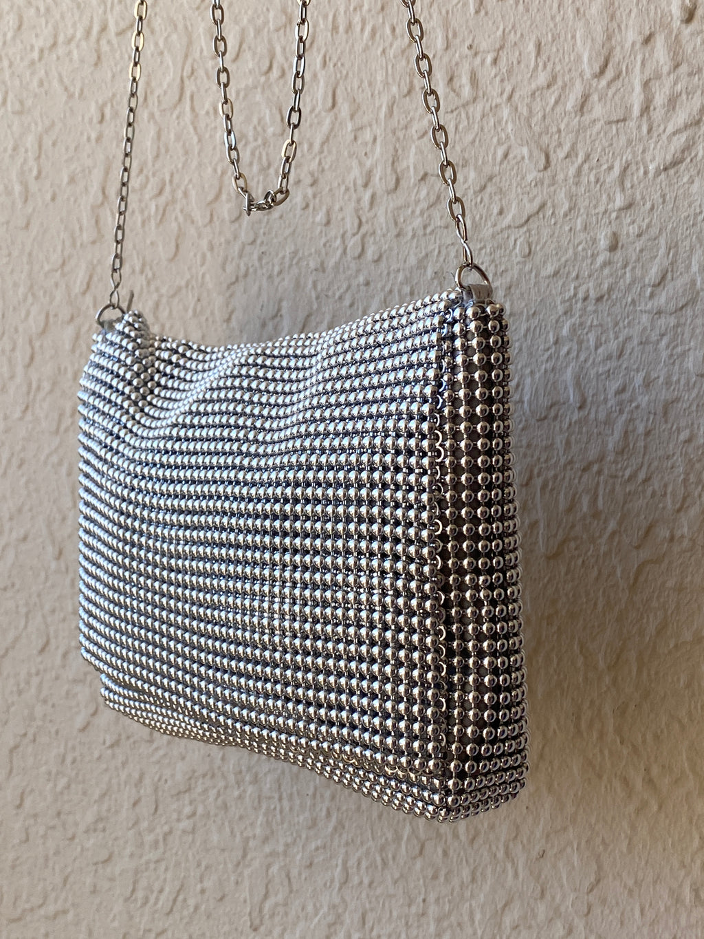 Vintage La Regale Silver Mesh Evening Bag with Chain Strap – Y2K Glam