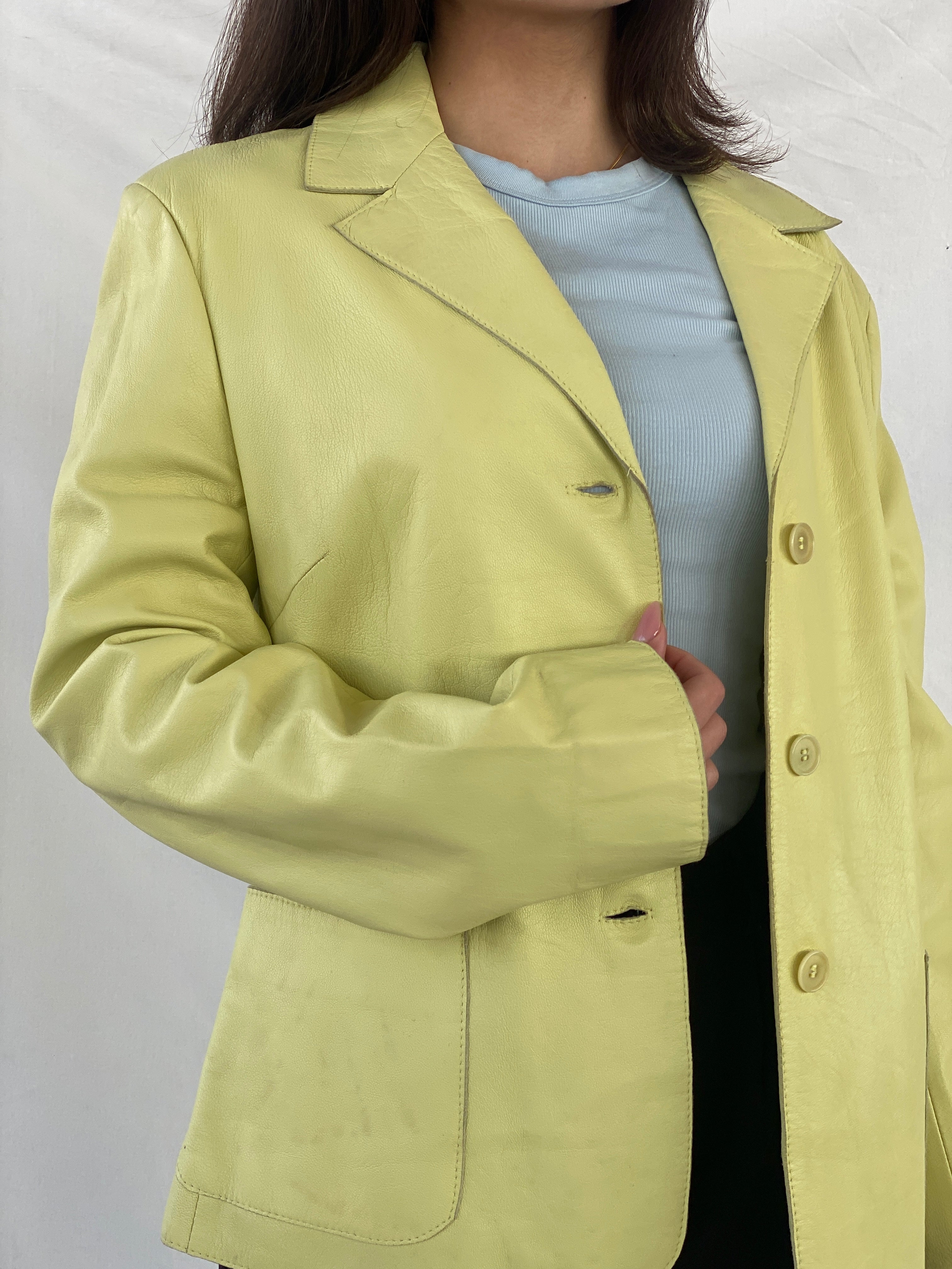 Vintage Mirella Mori Italy Yellow Genuine Leather Blazer -L