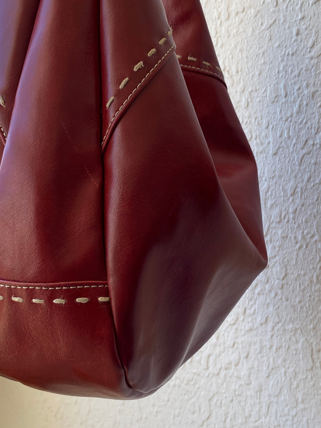 Y2K Nine West Red Faux Leather Hobo Shoulder Bag