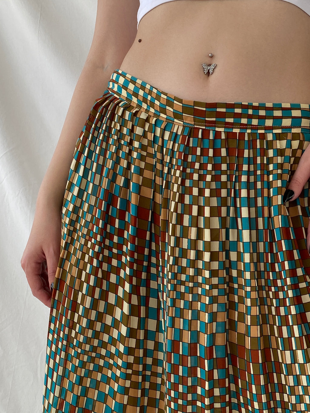Vintage Handmade Geometric Square Midi Skirt - M