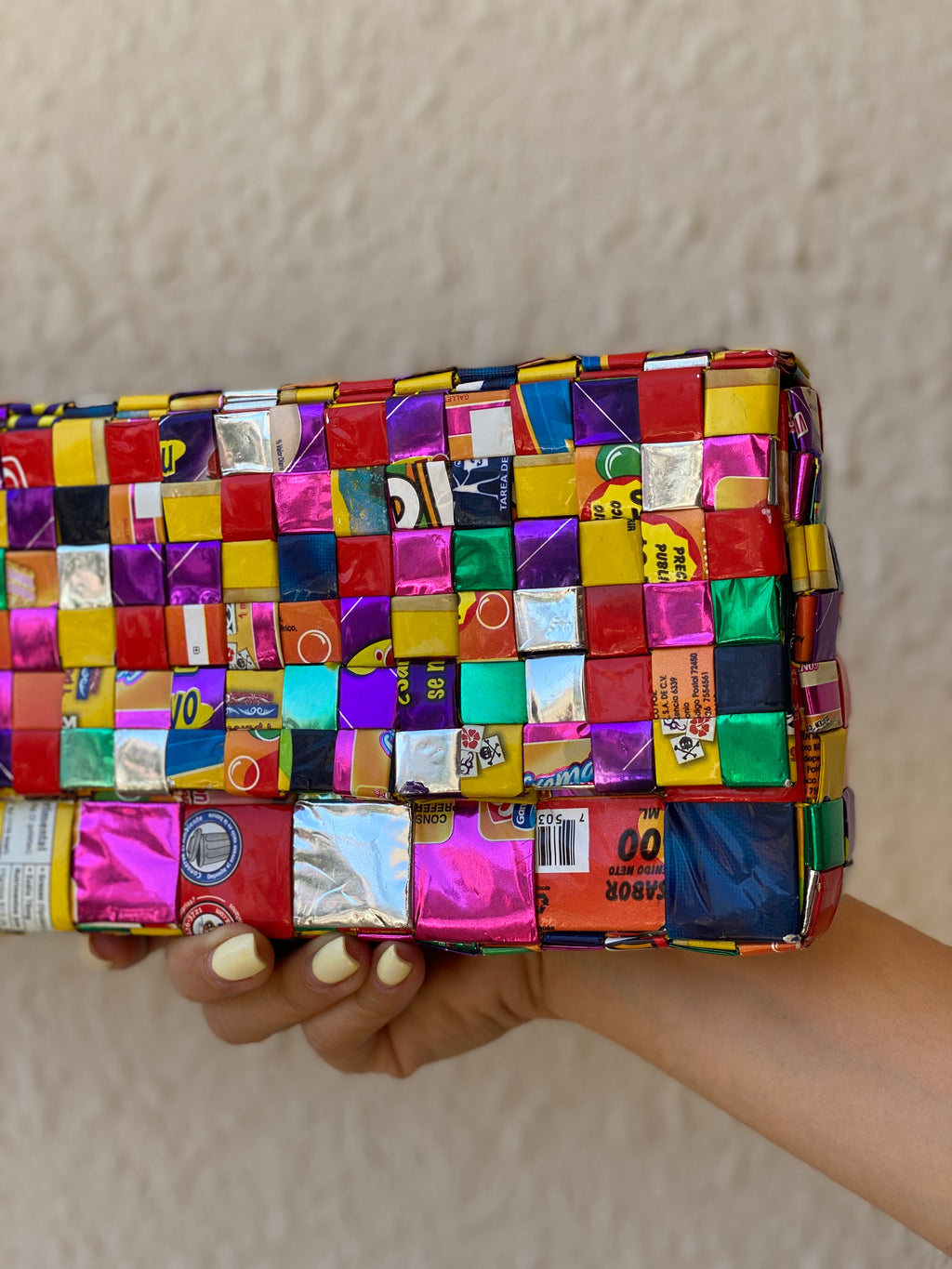 Ecoist Recycled Candy Wrapper Clutch Bag – Handmade Colorful Woven Upcycled Purse