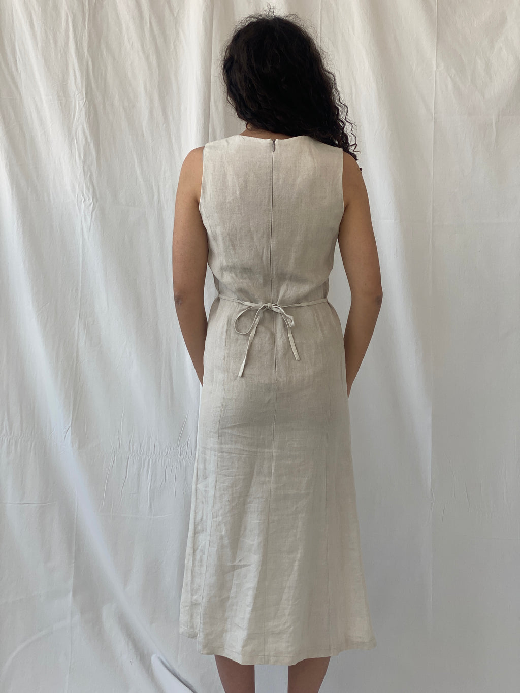 Vintage Motys Collection Paris Beige Linen Midaxi Women’s Dress - M