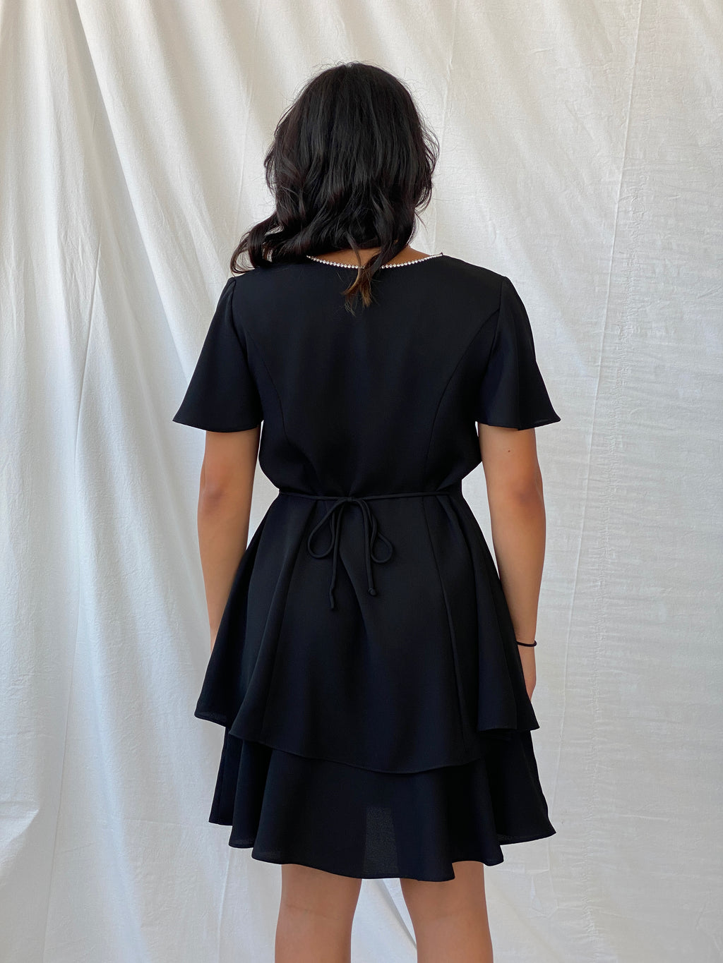 90s Randi May Collection Little Black Dress with Rhinestones - L