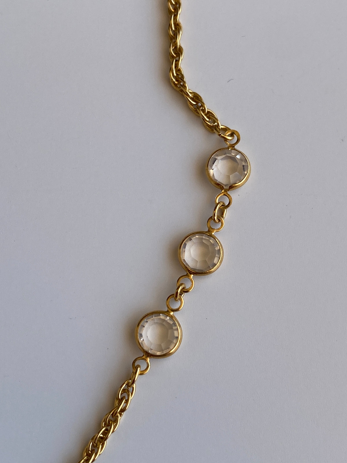 Vintage Monet Gold-Tone Crystal Long Convertible Double Strand Necklace Vintage Monet Gold-Tone Crystal Long Convertible Double Strand Necklace