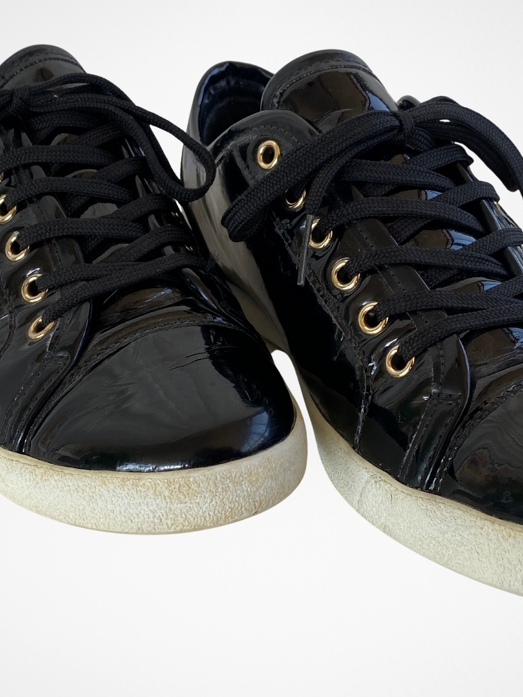 حذاء سنيكرز دولتشي آند غابانا أسود من الجلد منخفض الرقبة CO0316 - 38EUR