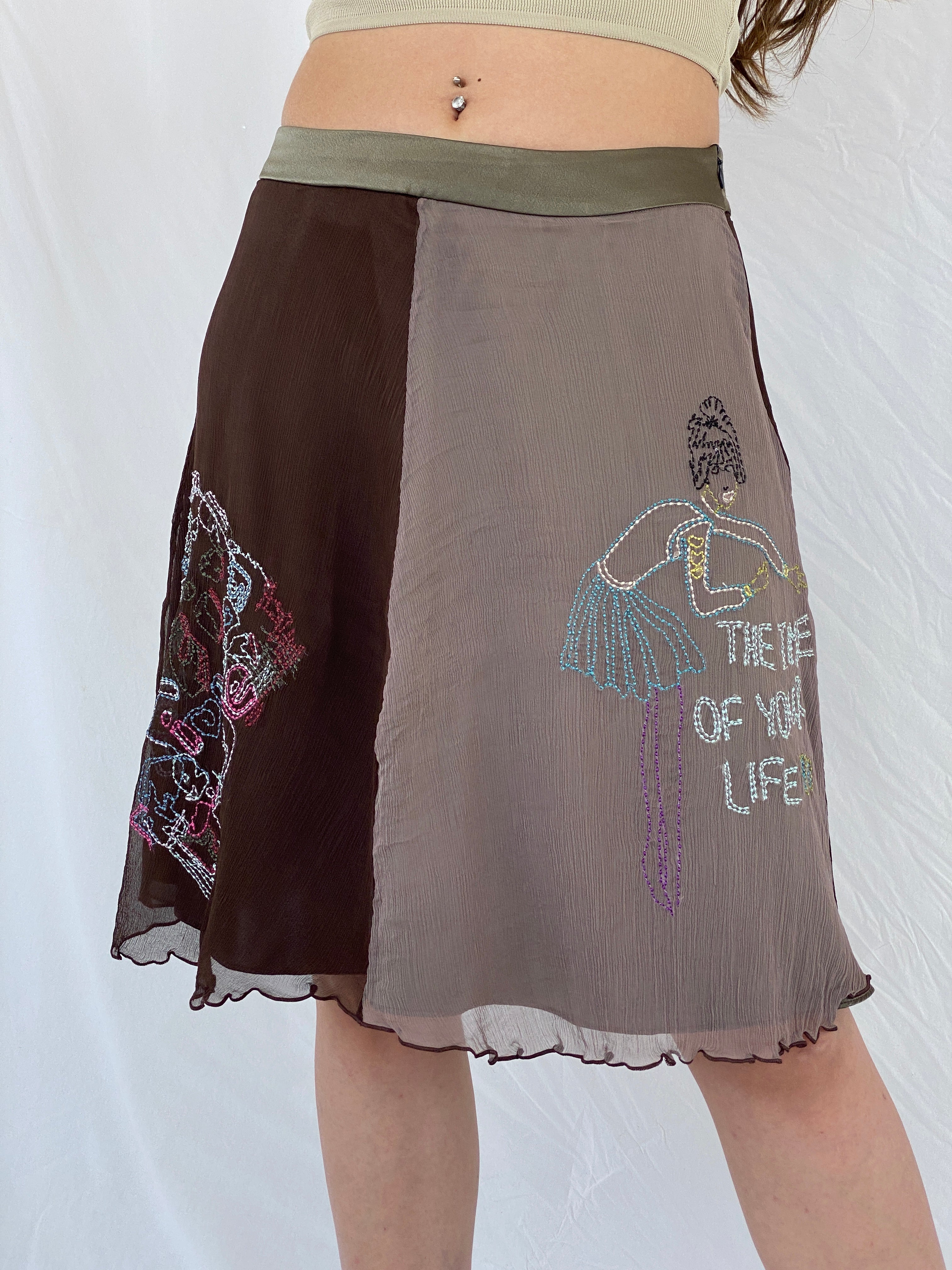 Vintage Christian Lacroix Jeans Midi Silk Skirt - M