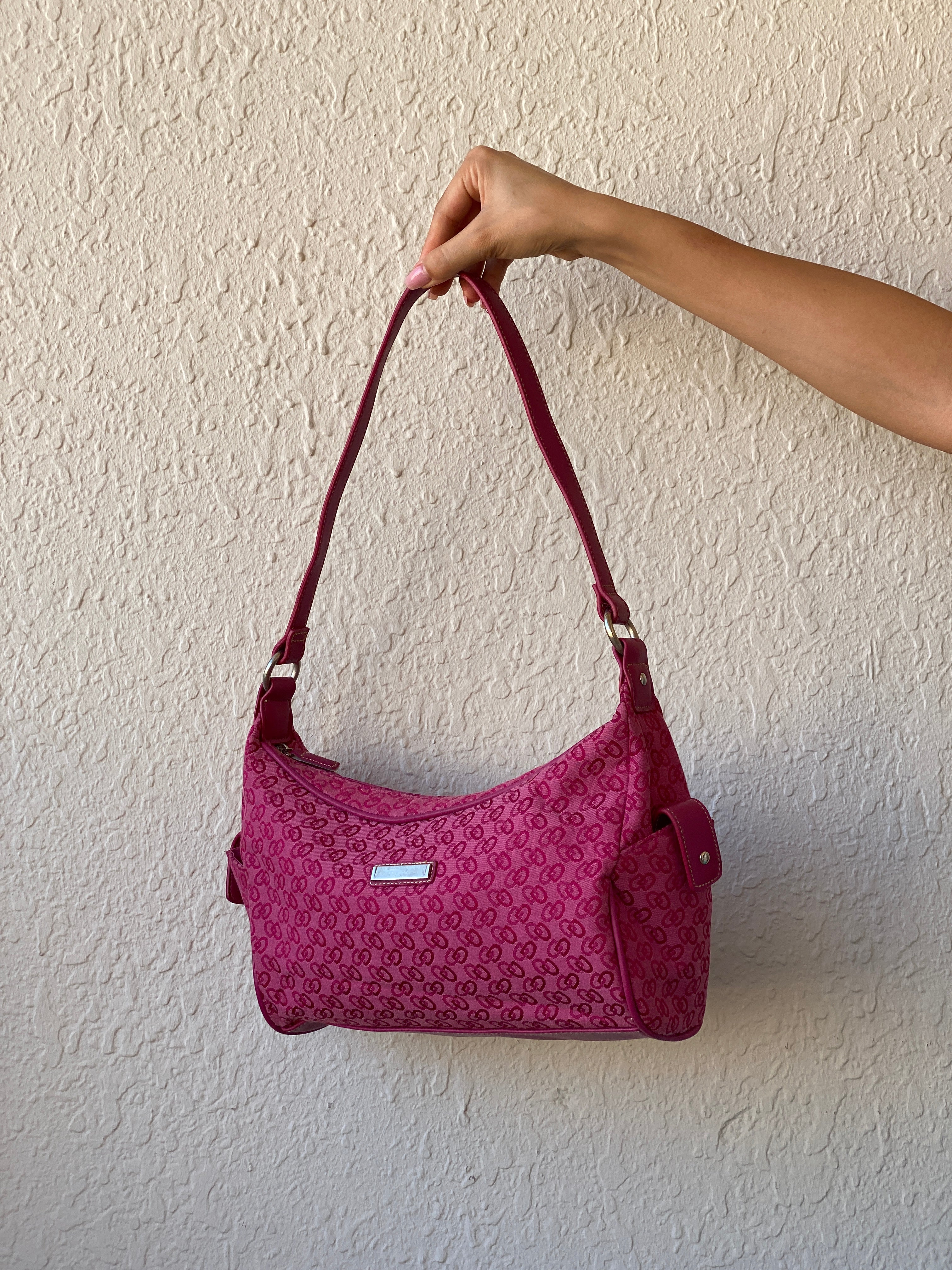 00s Y2K Pink Shoulder Bag With Pockets  On The Side
