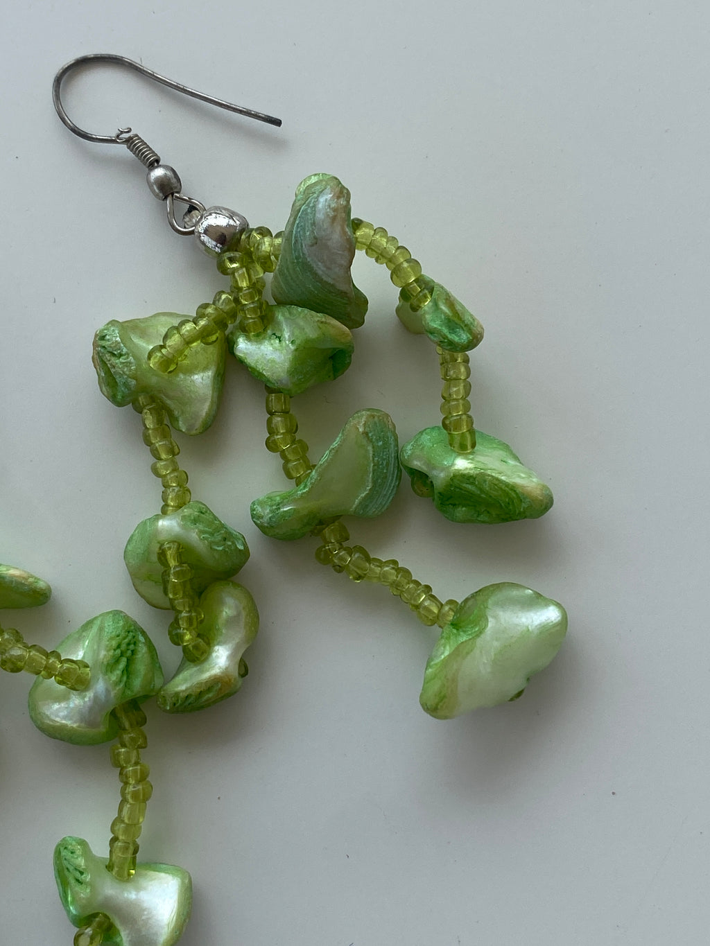 Y2K Lime Green Beaded Waterfall Earrings