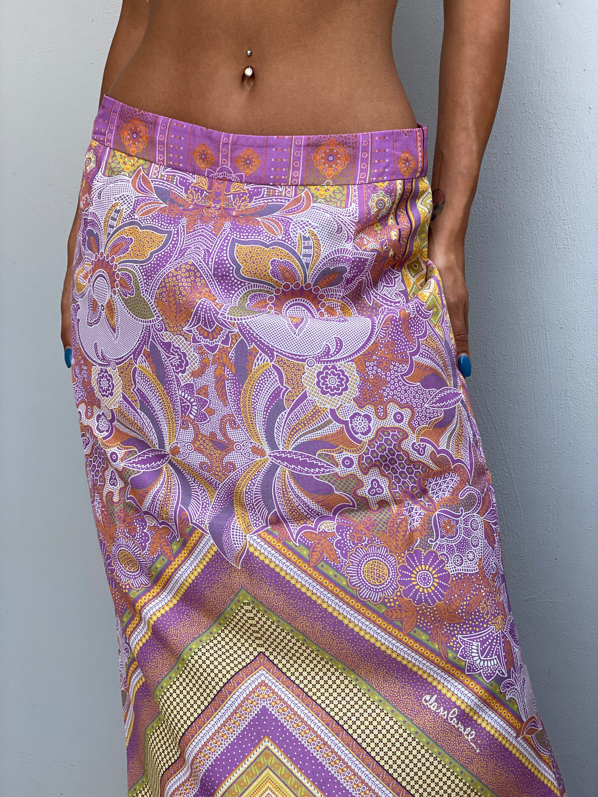 Vintage Y2K Class Roberto Cavalli Purple Paisley Print Maxi Skirt - M Vintage Y2K Class Roberto Cavalli Purple Paisley Print Maxi Skirt - M