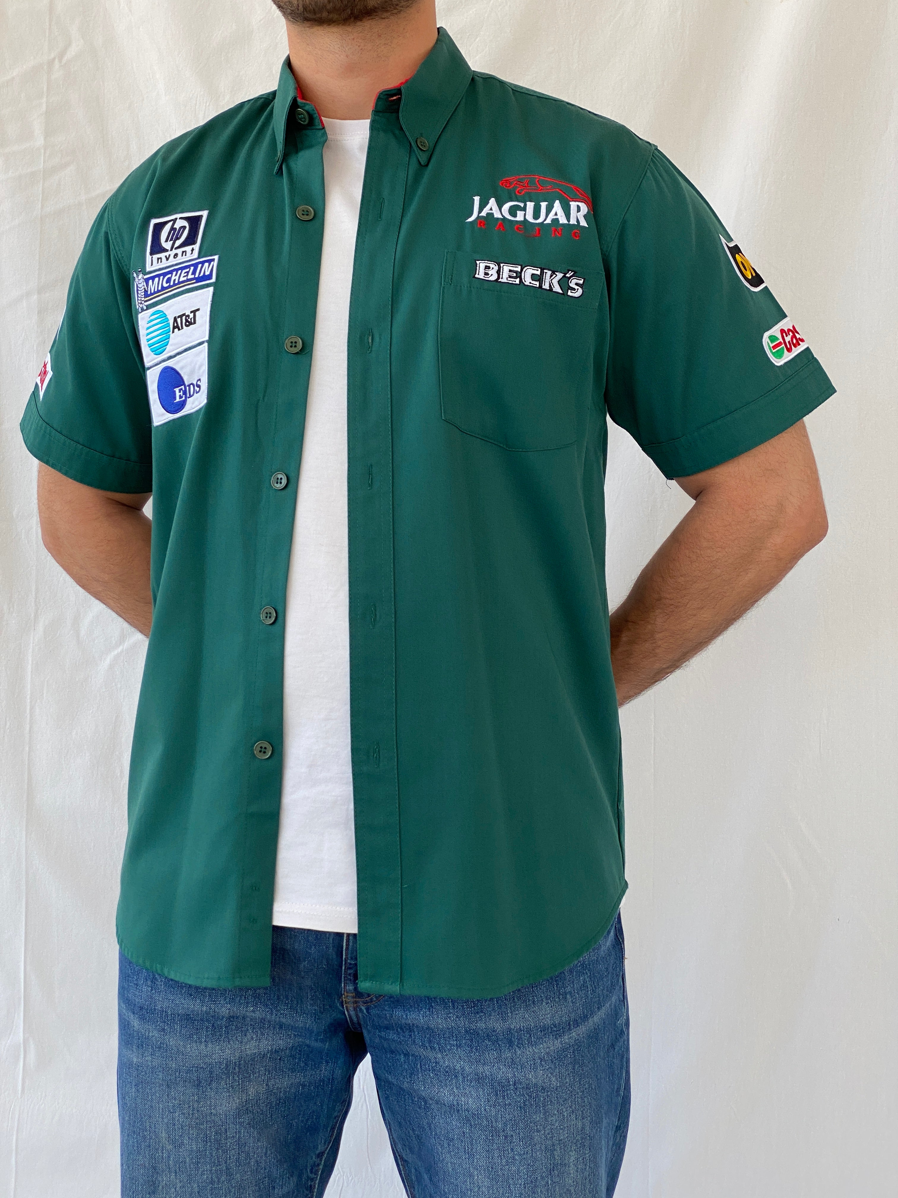 Rare Vintage 2000s Jaguar Racing Beck’s F1 Motorsport Green Formula 1 Racing Shirt - L