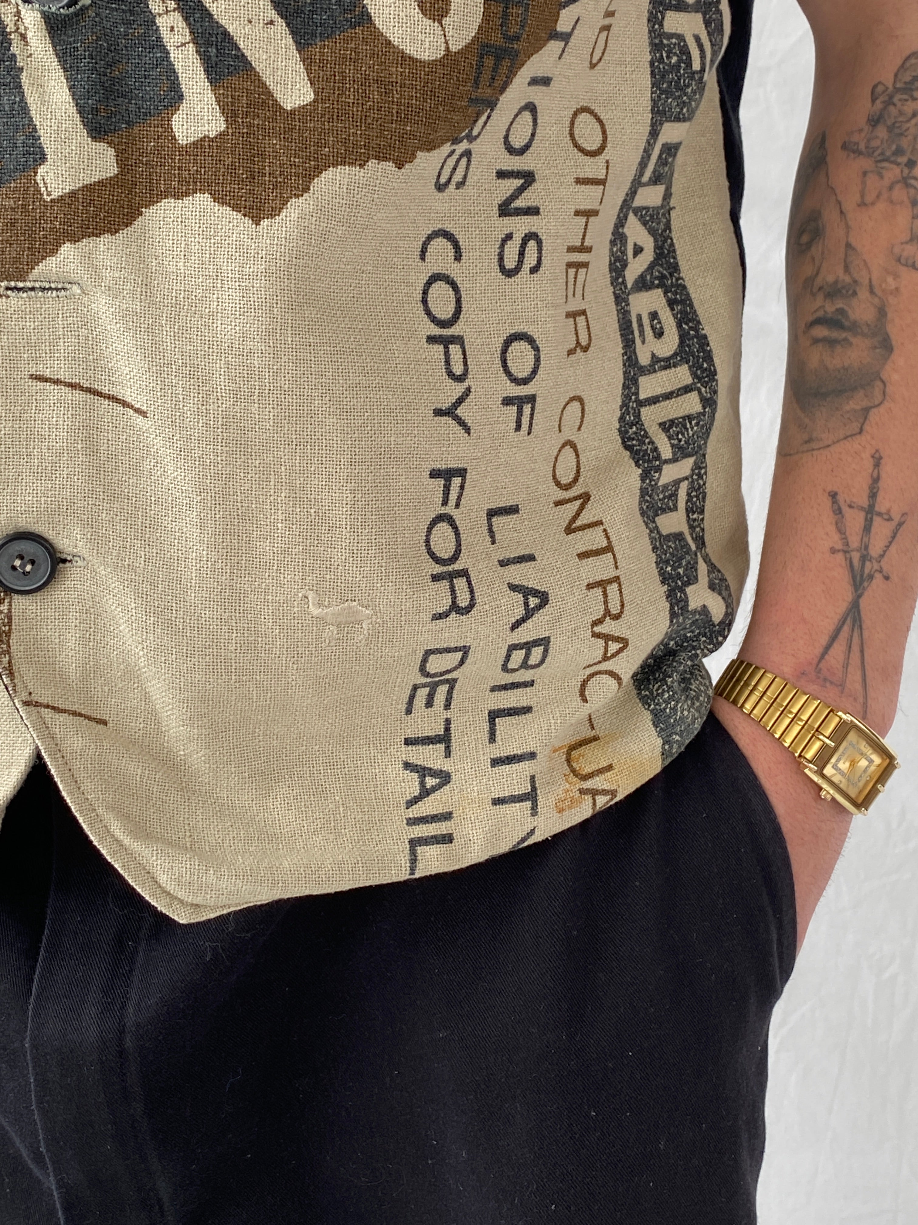 Vintage 90s Camel Collection Beige Printed Vest - L