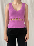 Beautiful Ana Rousa Knitted Crochet Lilac Sleeveless Cutout Top - L