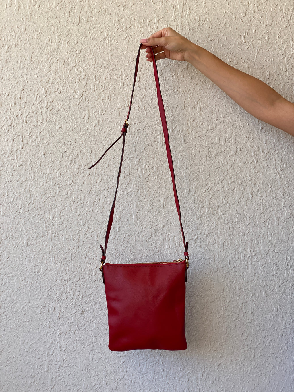 Lauren by Ralph Lauren Red Leather Messenger Crossbody Bag