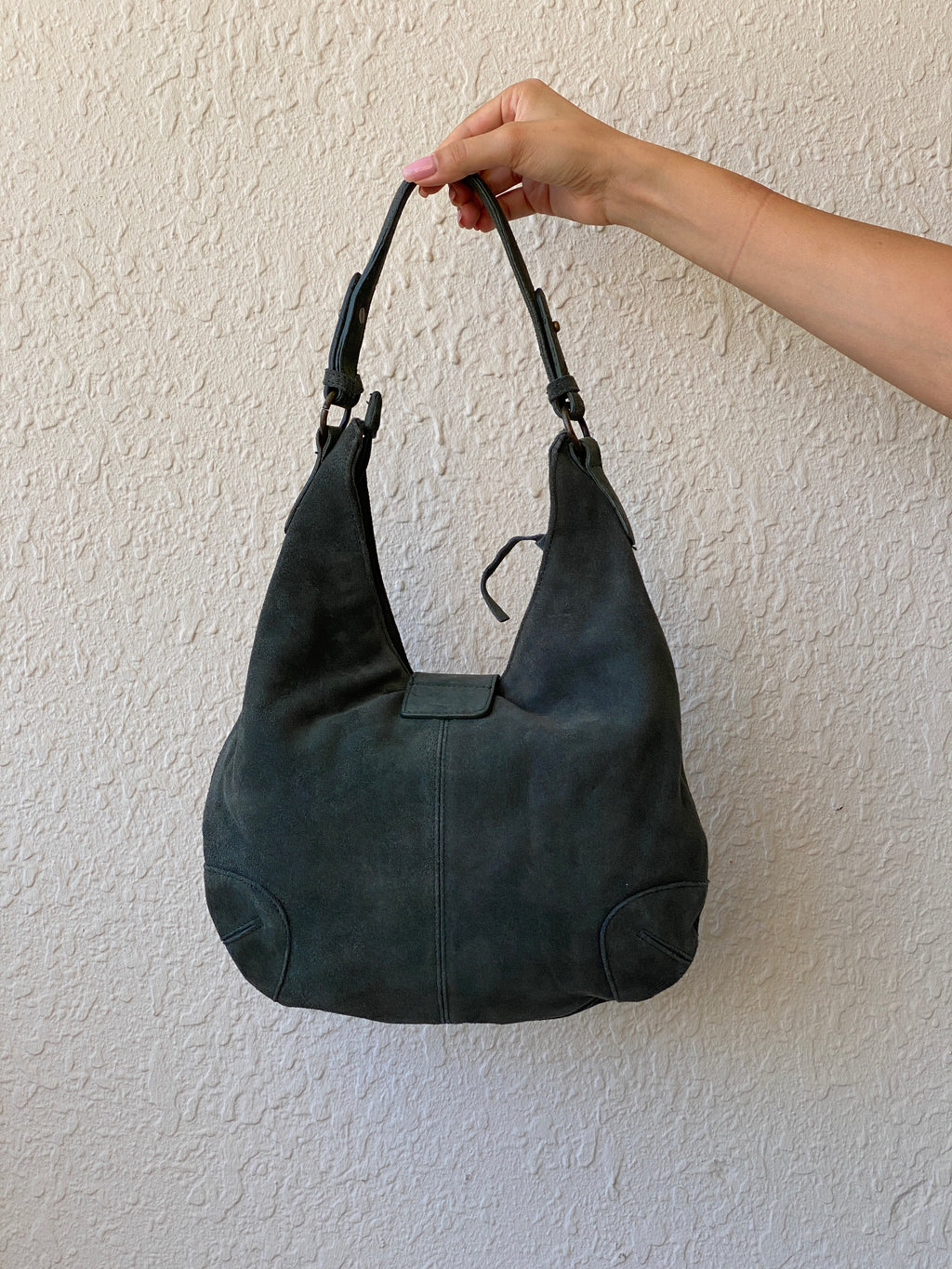 Vintage Genuine Suede Leather Slouchy Shoulder Bag