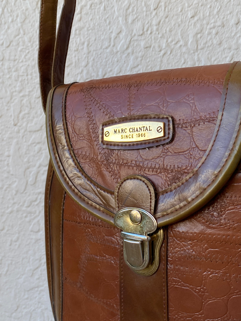 Vintage Marc Chantal Brown Leather Cross Body Bag