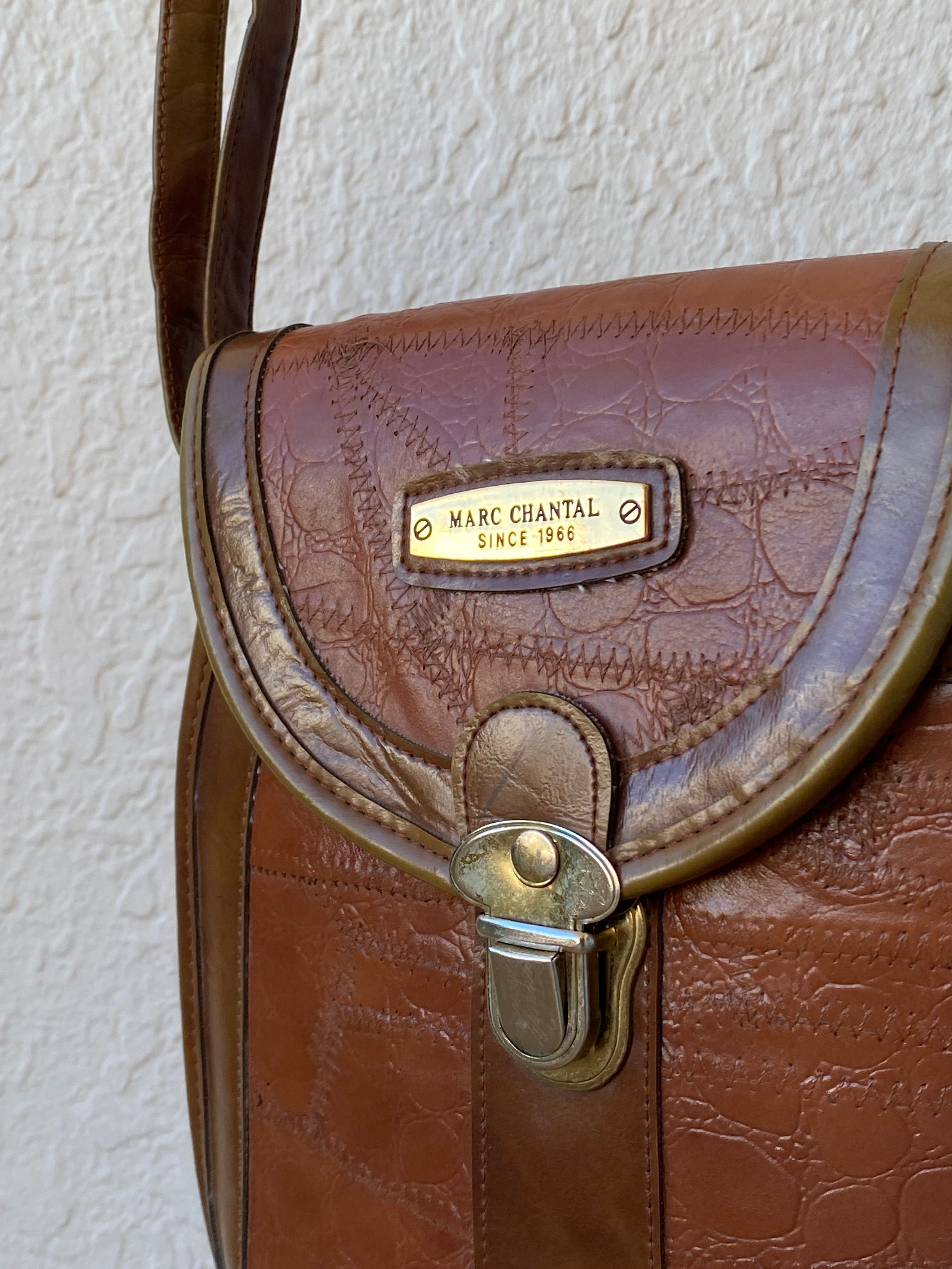 Vintage Marc Chantal Brown Leather Cross Body Bag