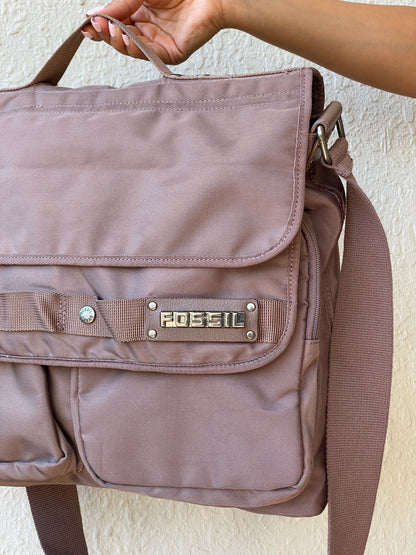 Fossil Taupe Heavyweight Nylon Laptop Messenger Bag