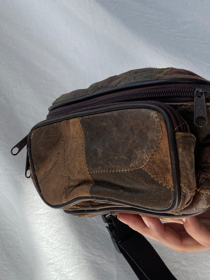 90s Distressed Leather Patchwork Fanny Pack