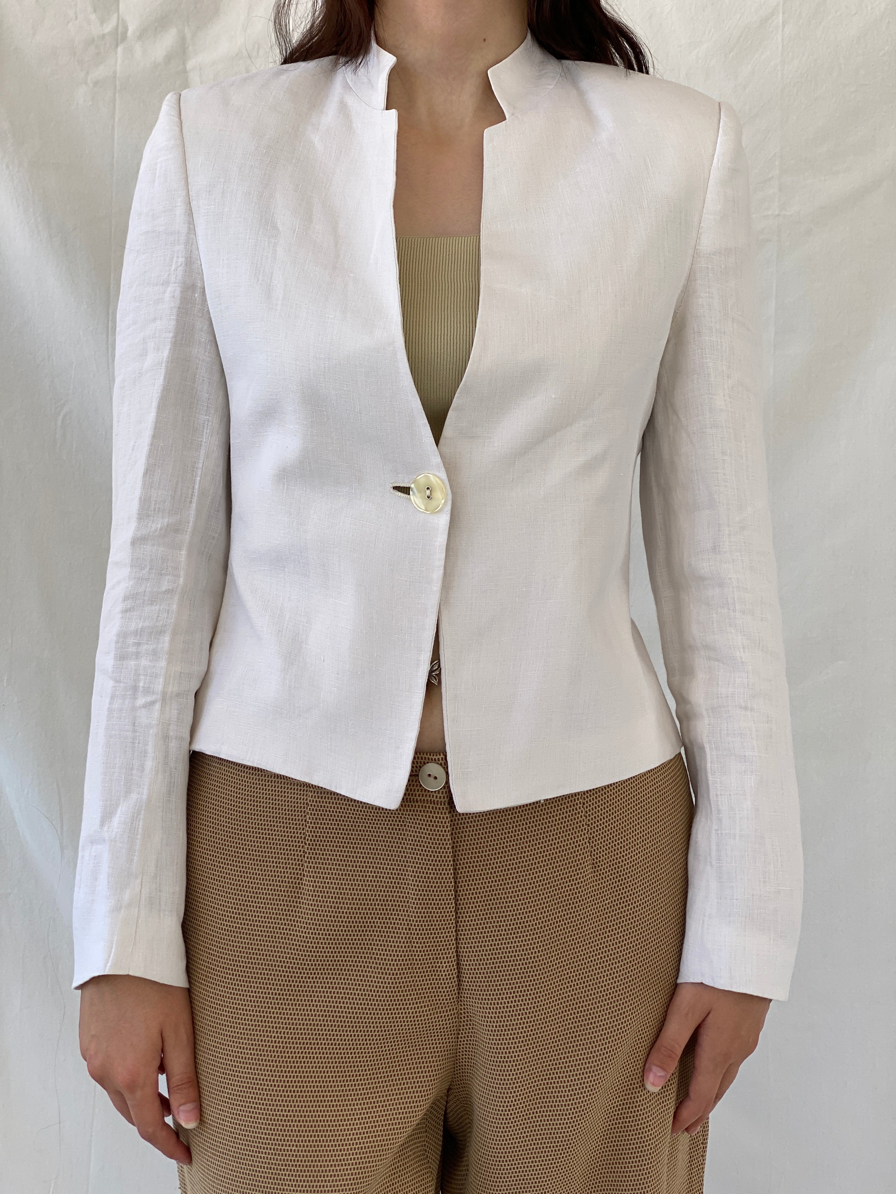 Gorgeous GünCel Linen Women’s Ivory Light Blazer Office Suit Jacket - M
