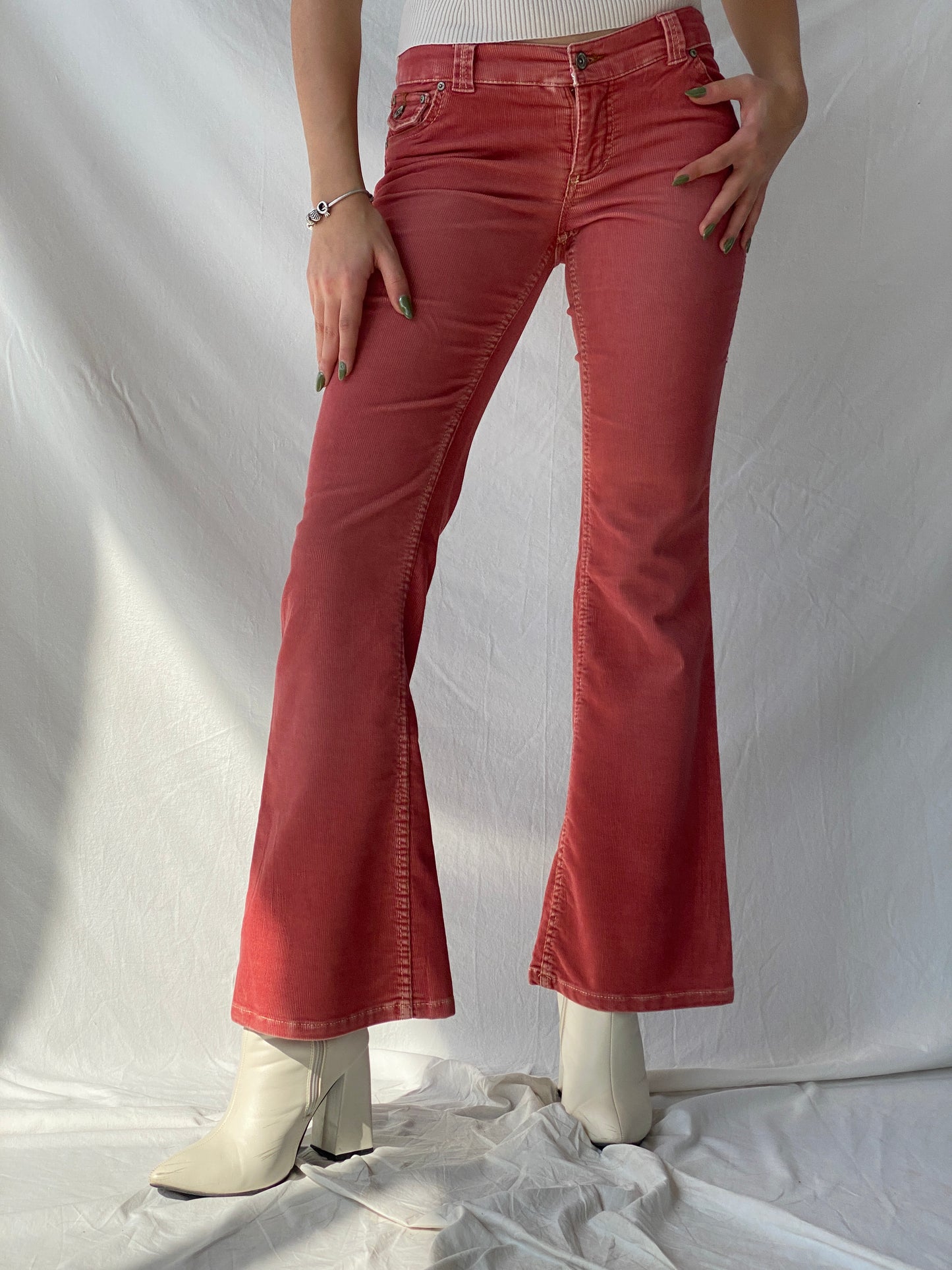 00s Mossimo Denim Pink Mid-Rise Flare Leg Corduroy Pants - 36EUR