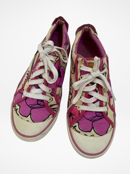 Vintage Coach Pink Floral Canvas Sneakers - 39EU