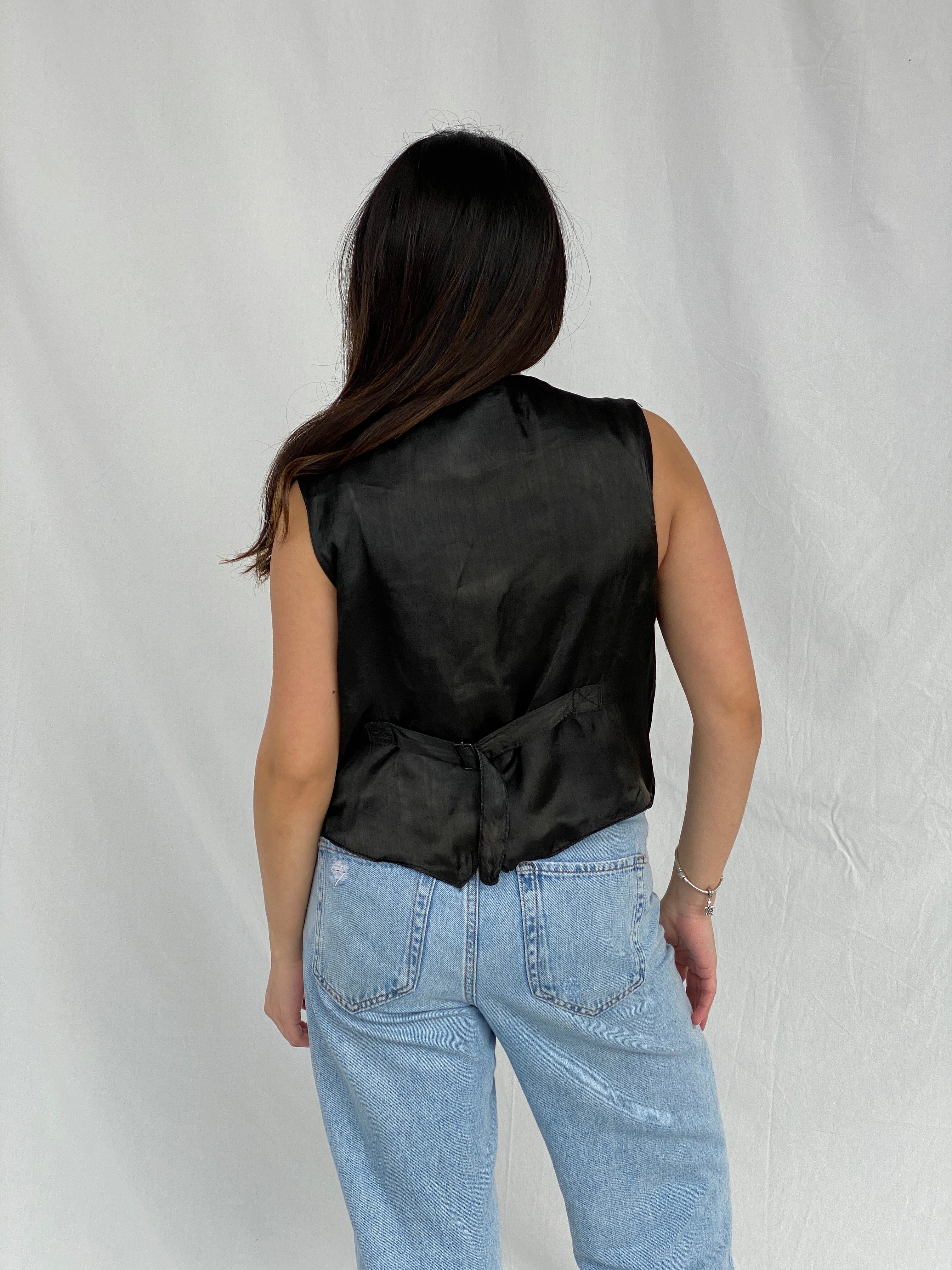 Vintage Copy Richt Concept Cowgirl Black Suede Fringed Women’s Boho Western Vest - M