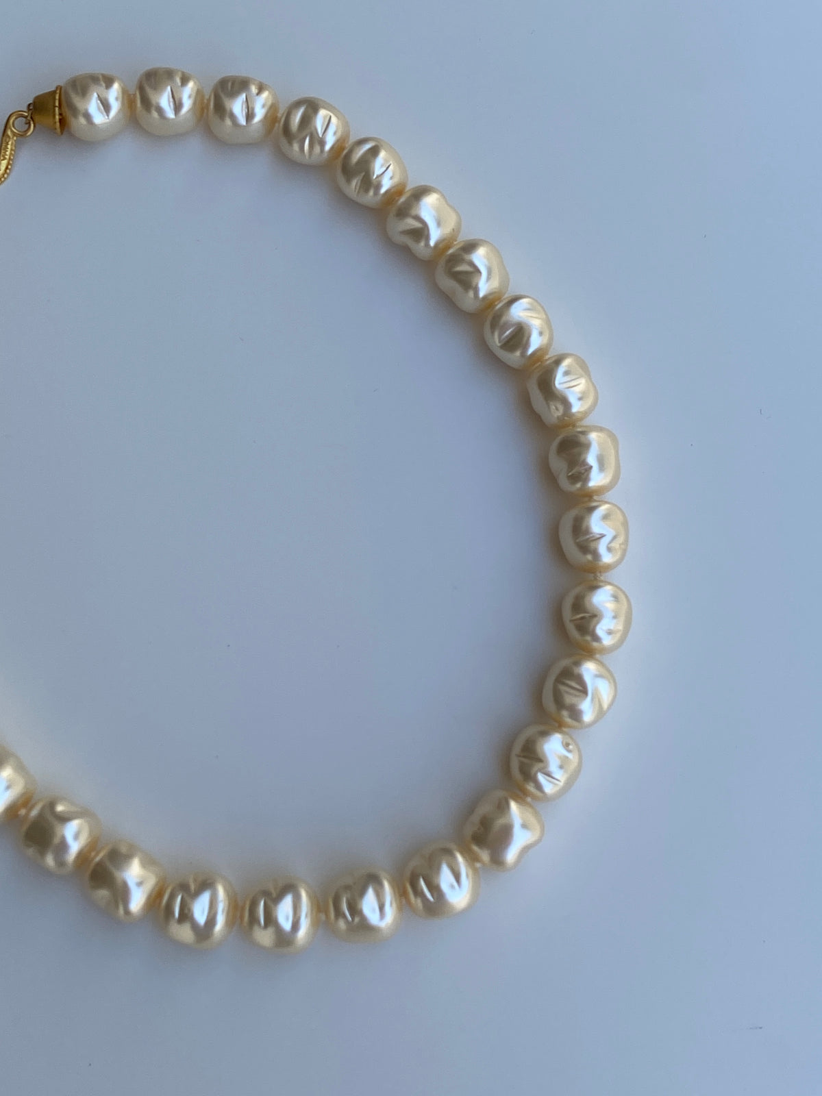 Vintage 1990s MMA USA Faux Baroque Pearl Necklace with Gold-Tone Clasp Vintage 1990s MMA USA Faux Baroque Pearl Necklace with Gold-Tone Clasp