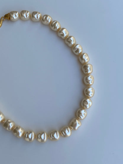 Vintage 1990s MMA USA Faux Baroque Pearl Necklace with Gold-Tone Clasp