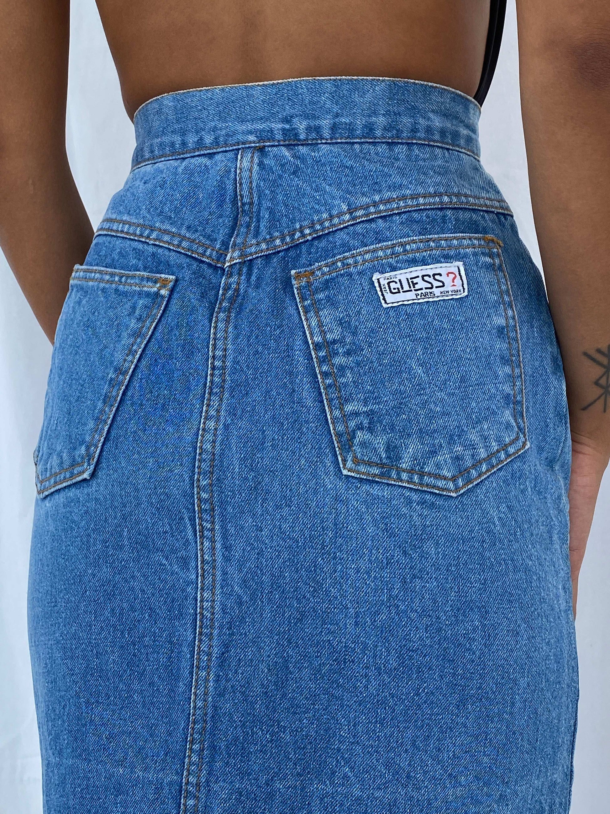 Vintage 80s/90s Guess Paris Denim Skirt - Balagan Vintage Mini Skirt 90s, mini denim skirt, mini skirt, NEW IN, summer, Tojan