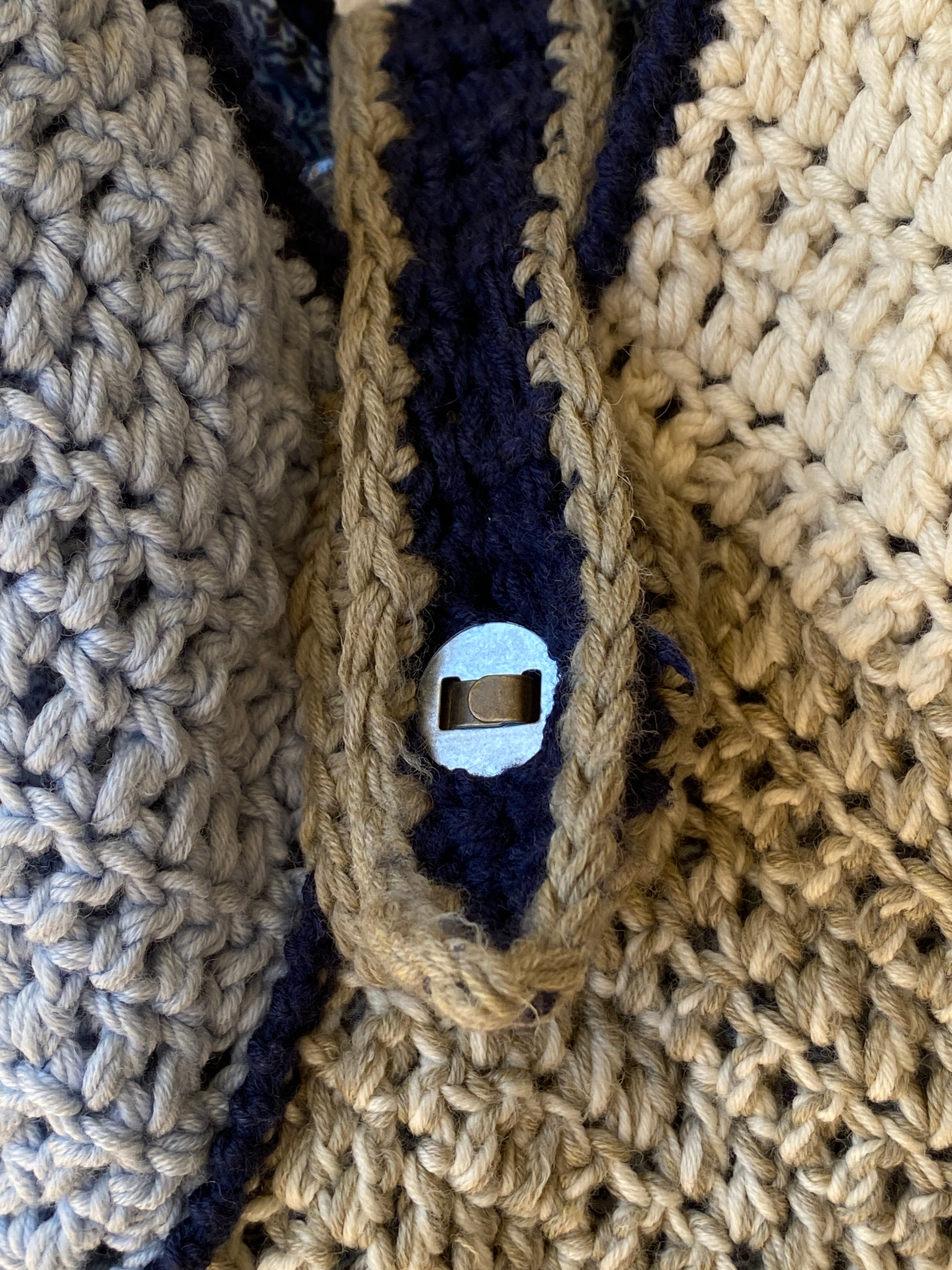 Wollekes Large Crochet Wool Blue & Cream Tote Bag