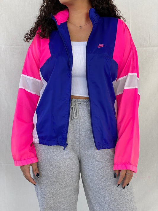 Nike Navy and Pink Windbreaker Women’s Sports Jacket - M