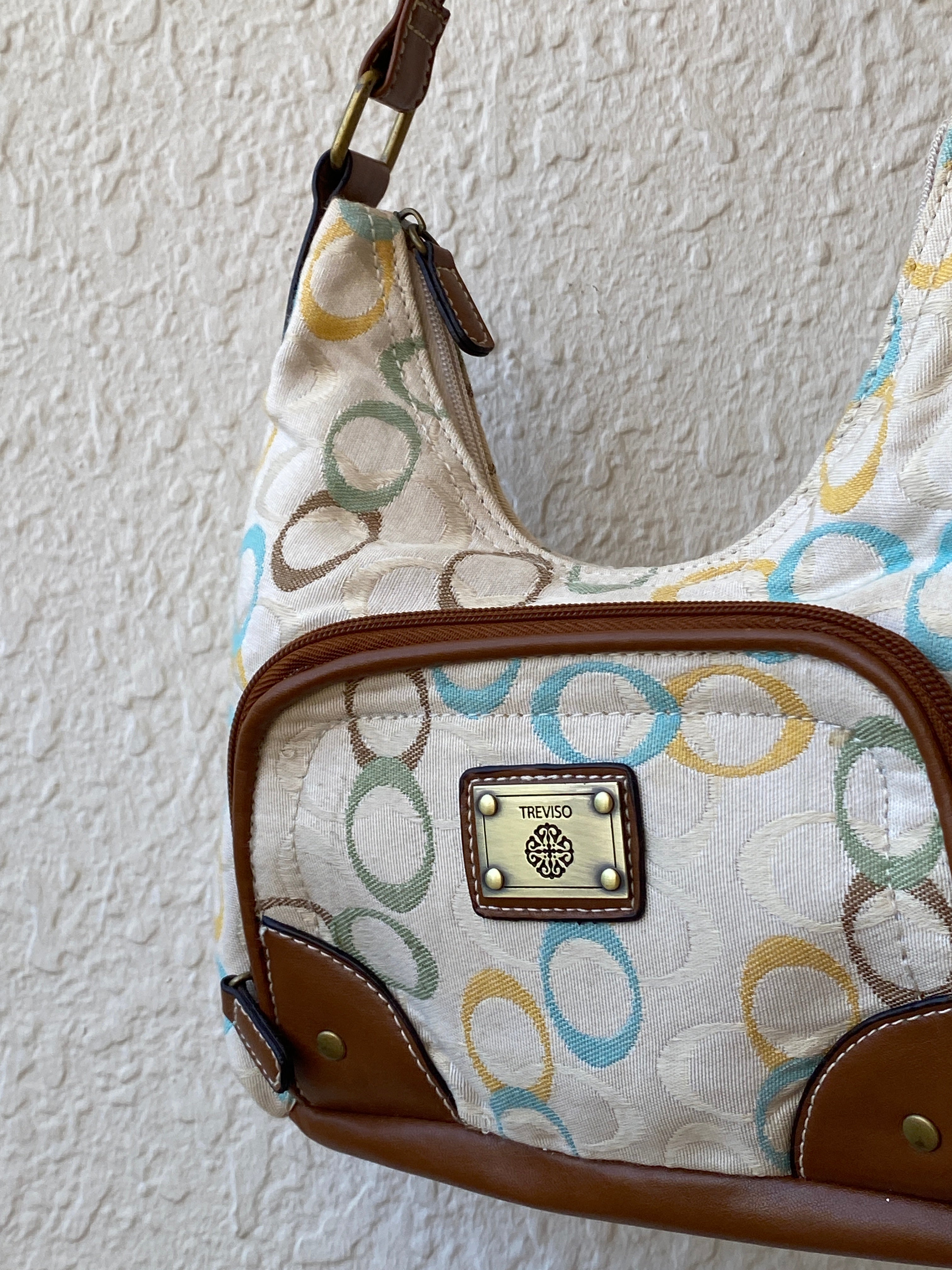 Cutest Treviso Tan Monogram Small Brown Strap Women’s Shoulder Bag