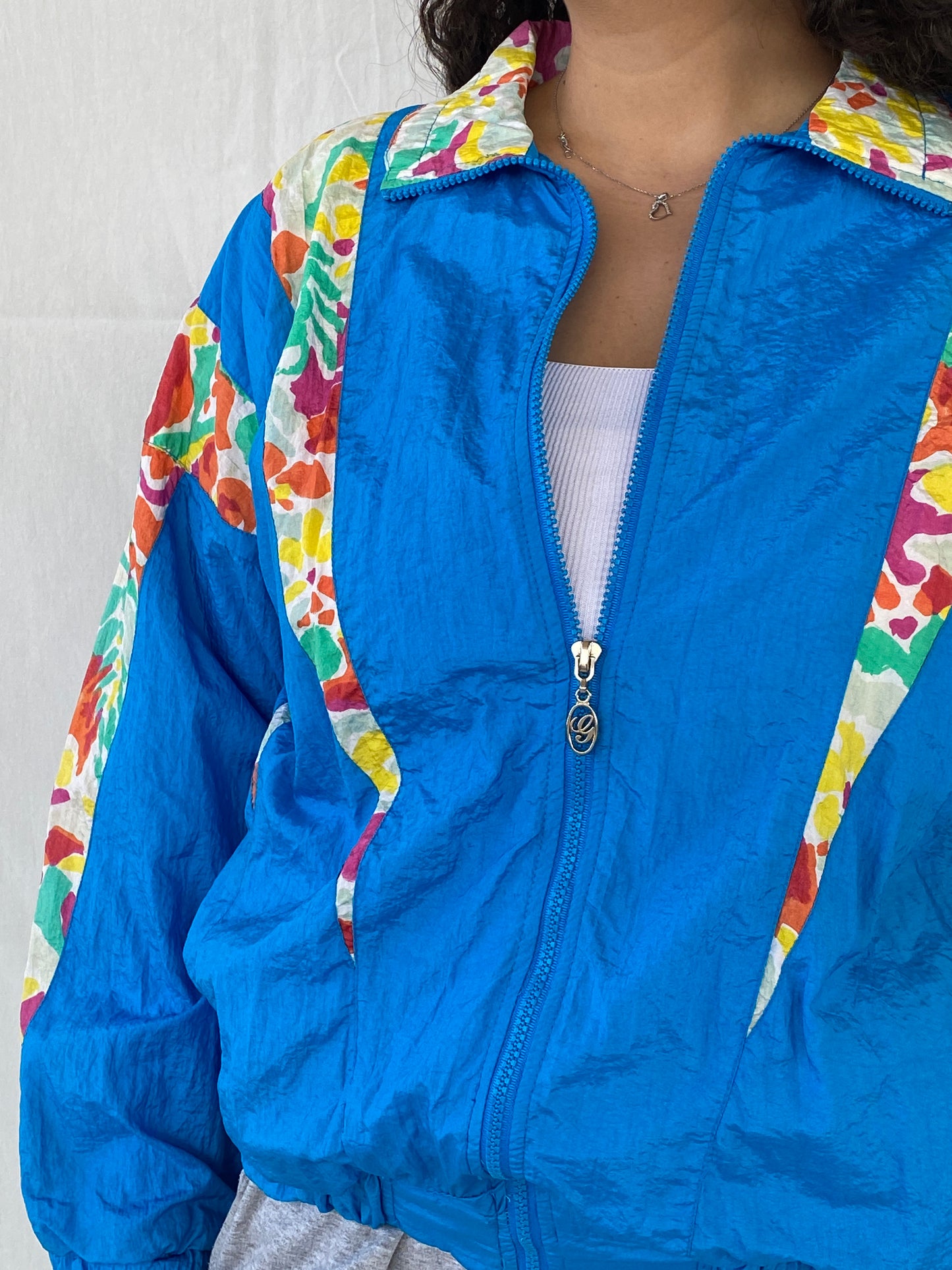 Vintage 80s/90s G Casuals Women’s Blue Windbreaker Track Jacket - S