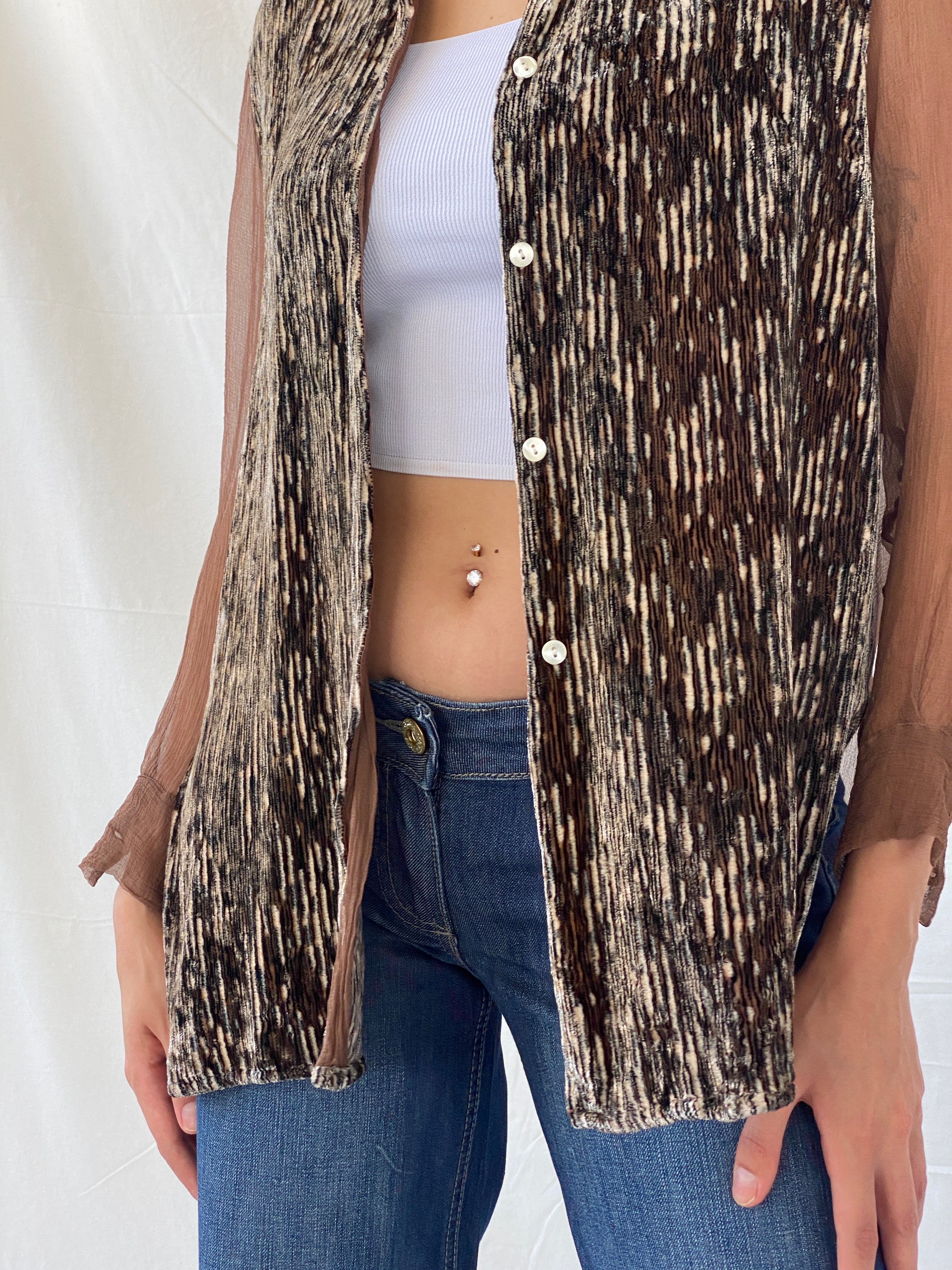 Rare Vintage 90s Le Garage Semi Sheer Silk Shirt - S