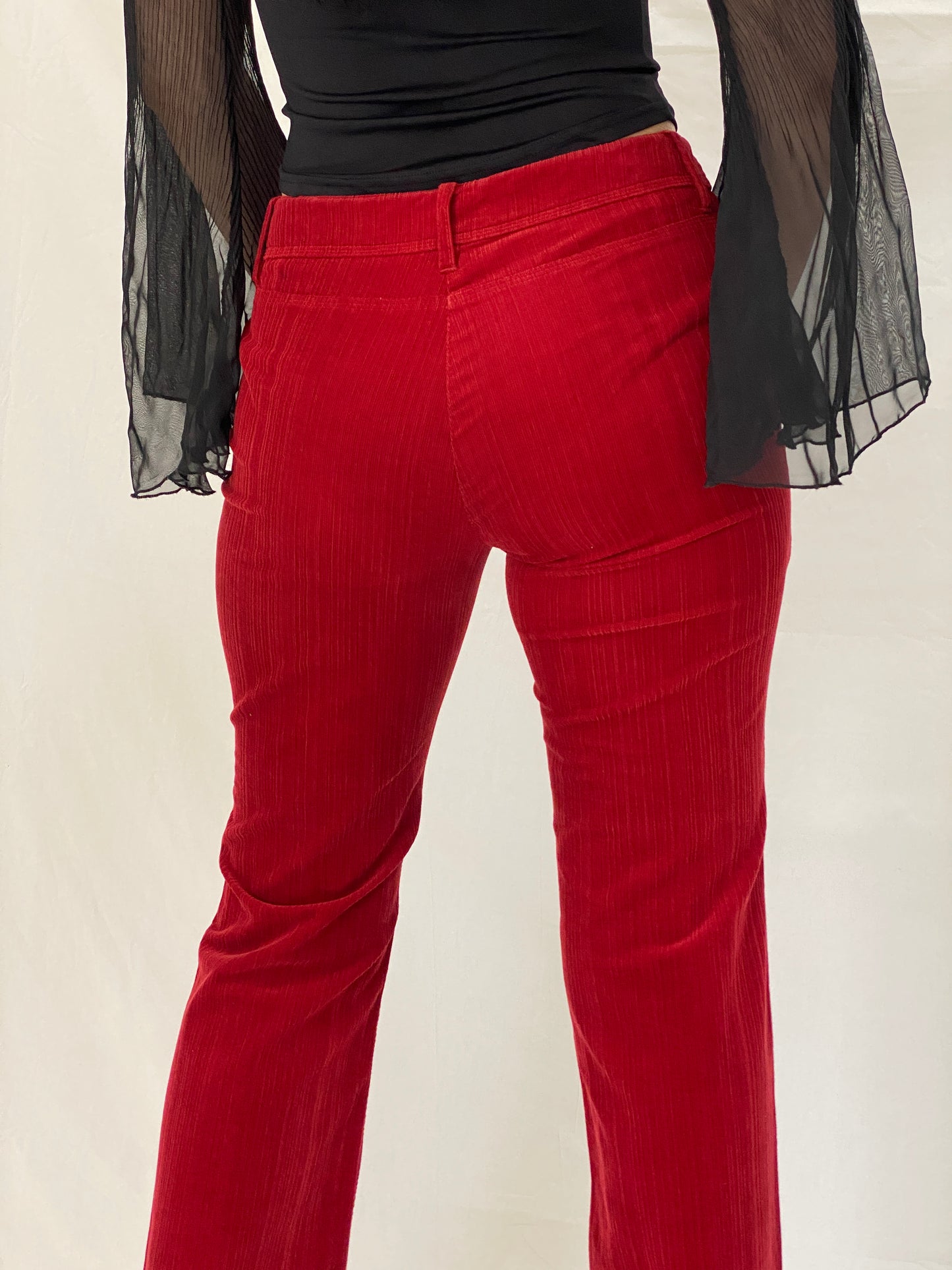 Y2K ZERRES Stretch  Red Corduroy Straight Leg Mid Rise Pants - 38EU