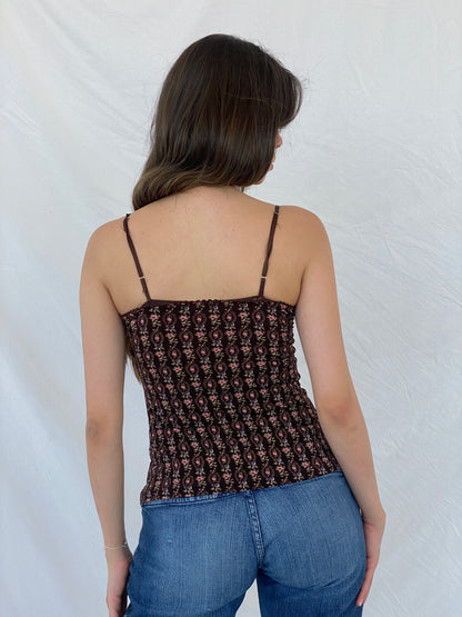 Y2K No Boundaries Brown Floral Cami Top - S