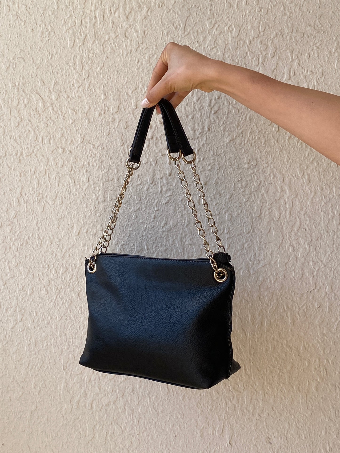 Tom Tailor Denim Black Leather Chain Strap Shoulder Crossbody Bag