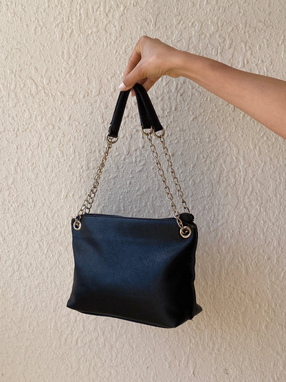 Tom Tailor Denim Black Leather Chain Strap Shoulder Crossbody Bag