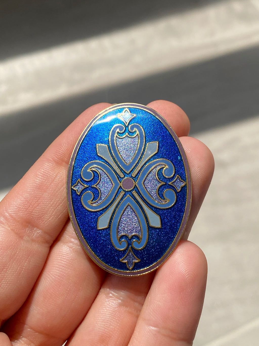 Vintage 1980s Isle of Skye Signed Blue Art Deco Style Gold Brooch